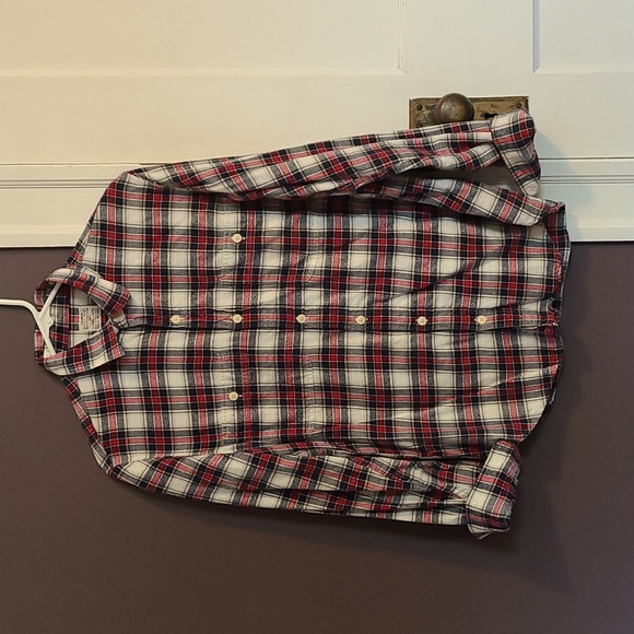 J. Crew Factory Other - Men J Crew Medium Slim Fit Plaid Red White Navy Classic Fall Button Down Flannel